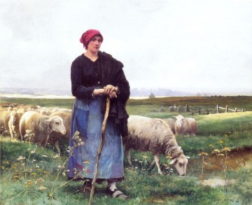 ジュリアン・デュプレ Painting - 羊飼いと群れの農場生活 リアリズム ジュリアン・デュプレ